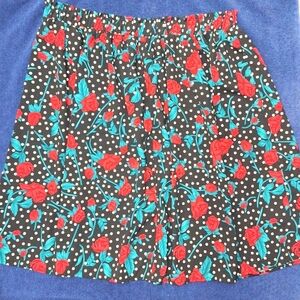 Jessy B Floral Black and Red Women's Skirt 2XL